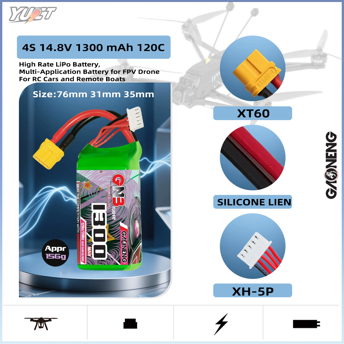 Drone Battery 4S - YUCT GNB 6S LiPo Battery 22.2V