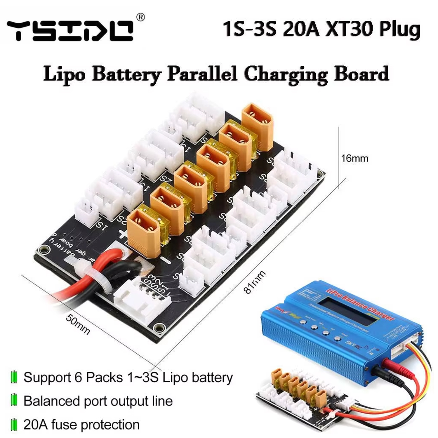YSIDO Lipo Battery Parallel Ch - Drone Battery Parallel Board ulasan dan harga