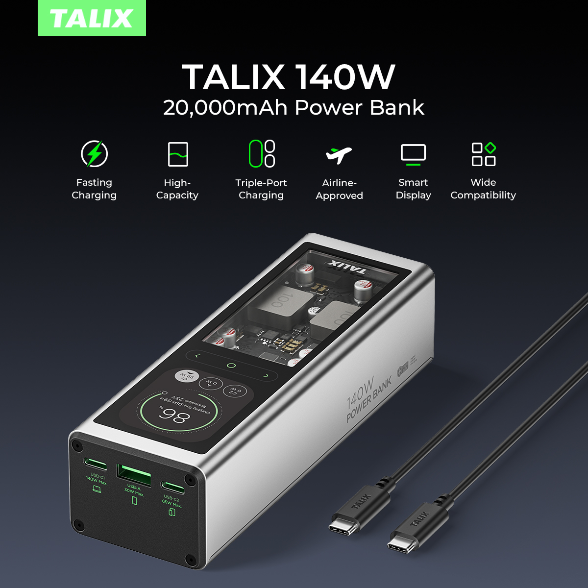 TALIX 140W Power Bank 20000mAh - Drone Battery Charger ulasan dan harga