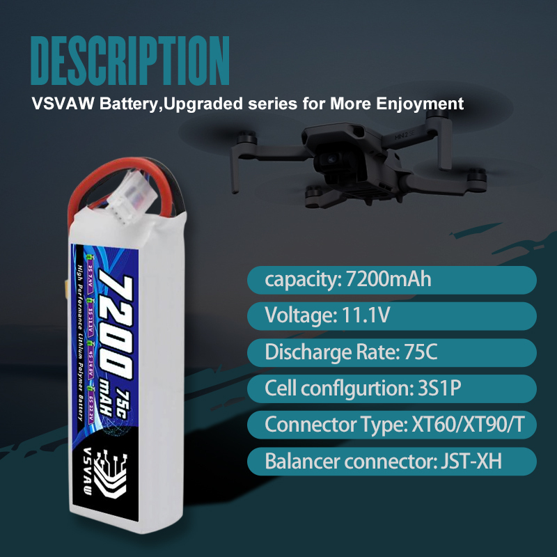 VSVAW 3S Lipo Battery 11.1V 72 - Drone Battery Plate ulasan dan harga